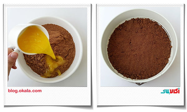 اضافه کردن کره به بیسکوییت برای چیزکیک