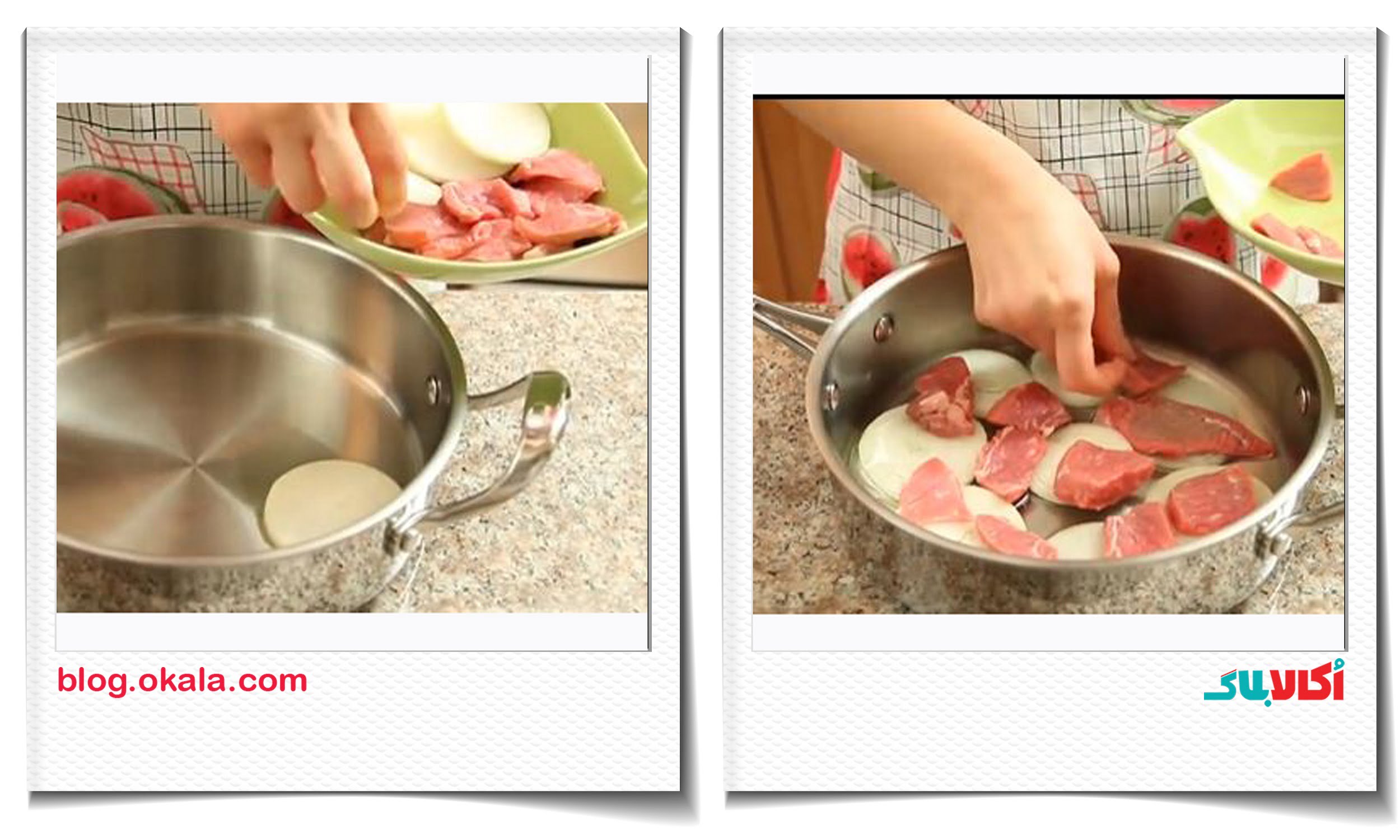 طریقه درست کردن تاس کباب- چیدن در ظرف