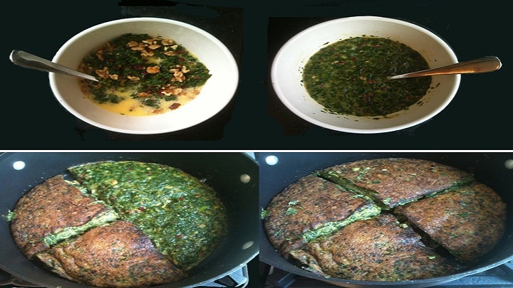 سرخ کردن کوکو سبزی با سیب زمینی