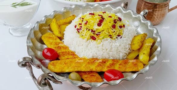 کباب کوبیده مرغی زعفرونی