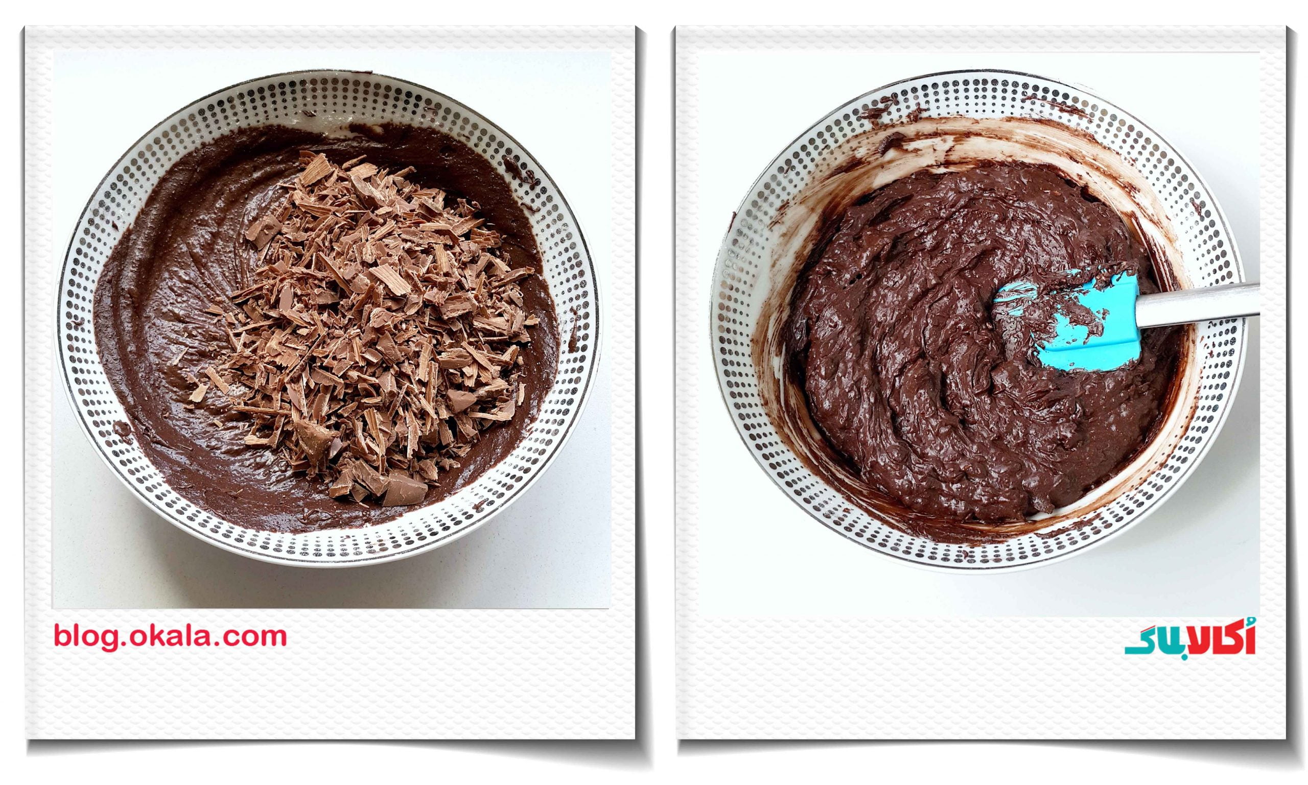 اضافه کردن شکلات خرد شده به براونی