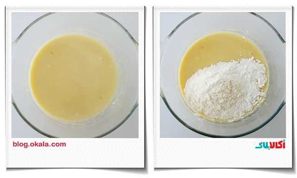 اضافه کردن نصف آرد به مواد در نان مارمالاد