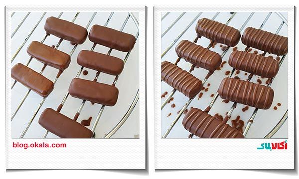 تزیین شیرینی نارگیلی با شکلات