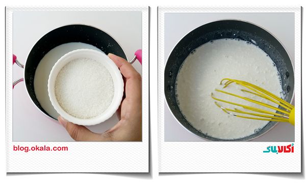 اضافه کردن شکر برای پاناکوتای دسر انبه