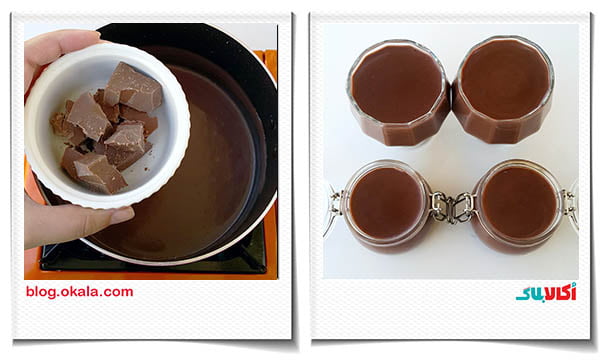 ریختن پودینگ در قالب