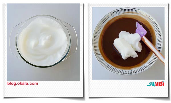 اضافه کردن تخم مرغ به شکلات در سوفله