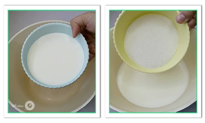 شکر را به شیر برای شربت حلوا بیسکوئیتی اضافه کنید