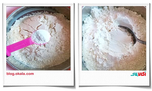 الک کردن آرد در کیک اسفنجی