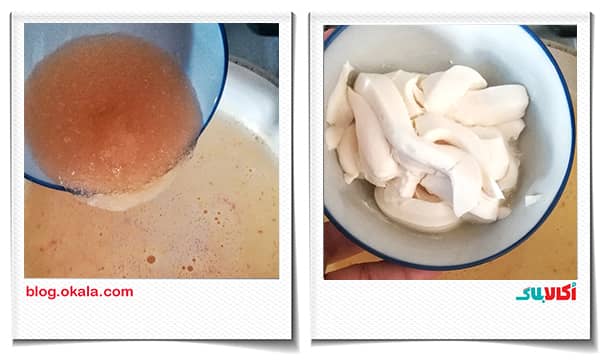 اضافه کردن خامه به مواد دسر زعفرانی