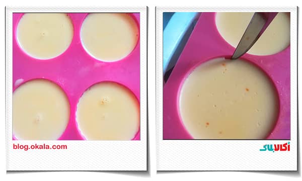 ریختن دسر زعفرانی در قالب