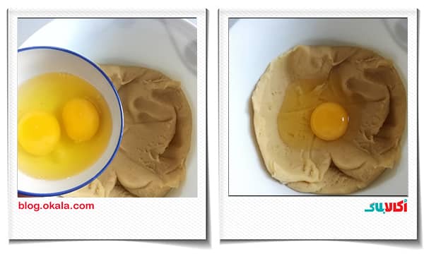 اضافه کردن تخم مرغ به خمیر چوروس