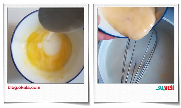 زرده تخم مرغ در ترایفل کدو حلوایی