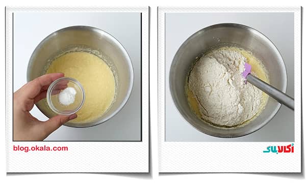 اضافه کردن وانیل به مواد کیک کره ای نوتلا و فندوق