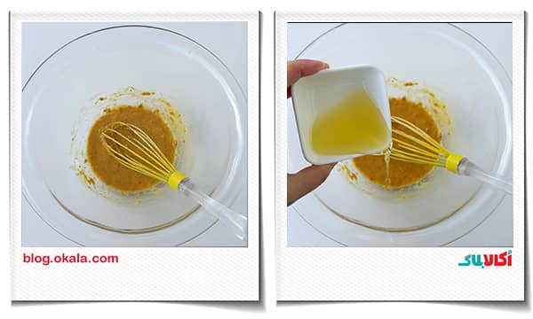 اضافه کردن روغن مایع به خمیر نان زنجبیلی اضافه کردن روغن مایع به خمیر نان زنجبیلی