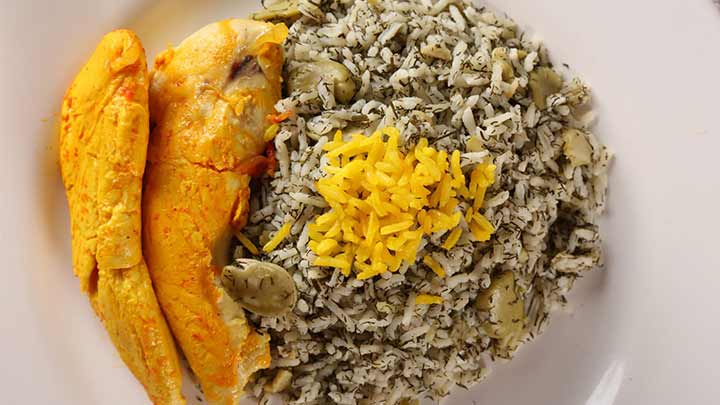 مراحل تهیه شوید پلو با مرغ