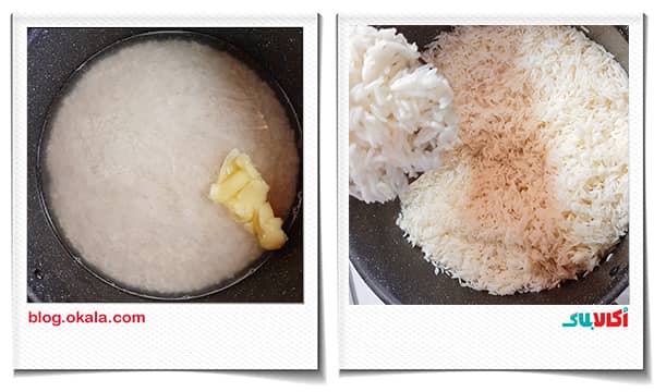 دم کردن برنج اسفناج پلو