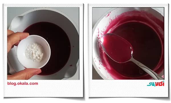 اضافه کردن نشاسته ذرت به چیز کیک لیوانی انار