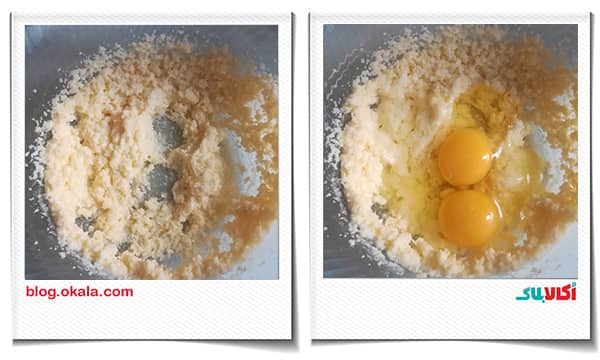 اضافه کردن تخم مرغ به مواد کاپ کیک انار