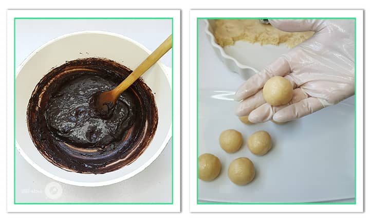 خمیرهای نارگیلی به اندازه یک گلوله گرد کنید