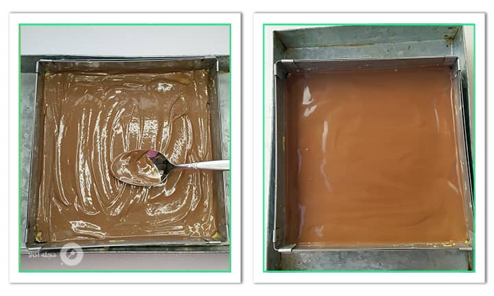ریختن شکلات روی حلوای دو رنگ زنجبیلی