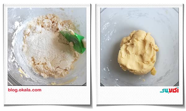 ریختن آرد و بکینگ پودر در چند مرحله در شیرینی شکری