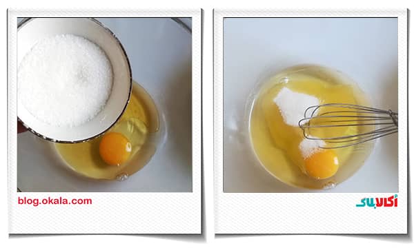 اضافه کردن شکر به تخم مرغ در نان شیرمال