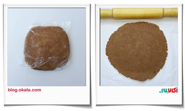 آماده کردن خمیر شیرینی دارچینی با وردنه در شیرینی دارچینی