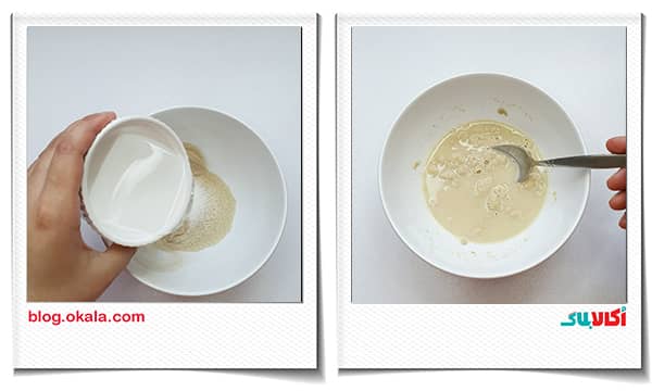 اضافه کردن آب ولرم به خمیر مایه برای بامیه عربی