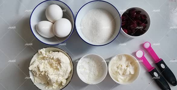 مواد لازم چیزکیک آلبالو 