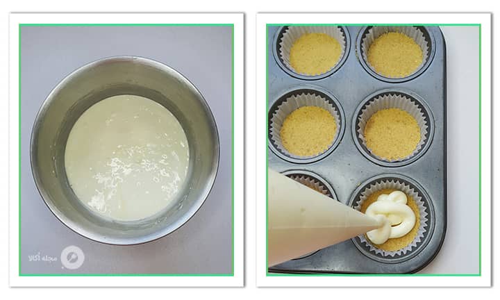 ریختن مواد لایه پنیری بر روی لایه بیسکوئیتی در چیزکیک ریختن مواد لایه پنیری بر روی لایه بیسکوئیتی در چیزکیک