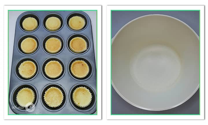 قرار دادن لایه پنیری و بیسکوئیتی چیزکیک در فر قرار دادن لایه پنیری و بیسکوئیتی چیزکیک در فر