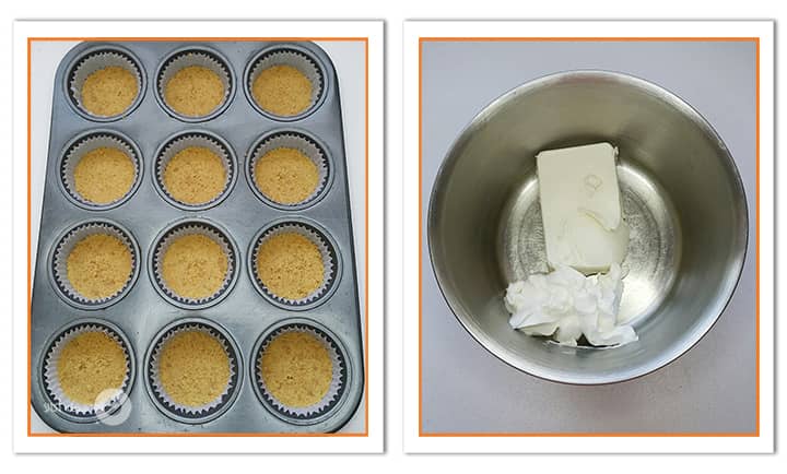 آماده کردن مواد لایه پنیری مینی چیزکیک کاراملی آماده کردن مواد لایه پنیری مینی چیزکیک کاراملی