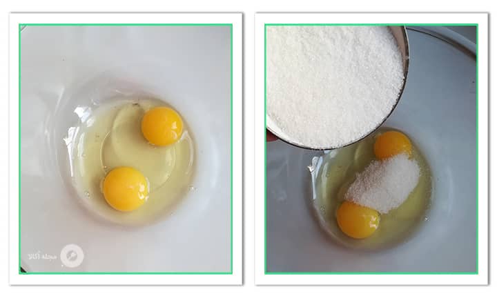 اضافه کردن شکر به تخم مرغ برای کیک انار