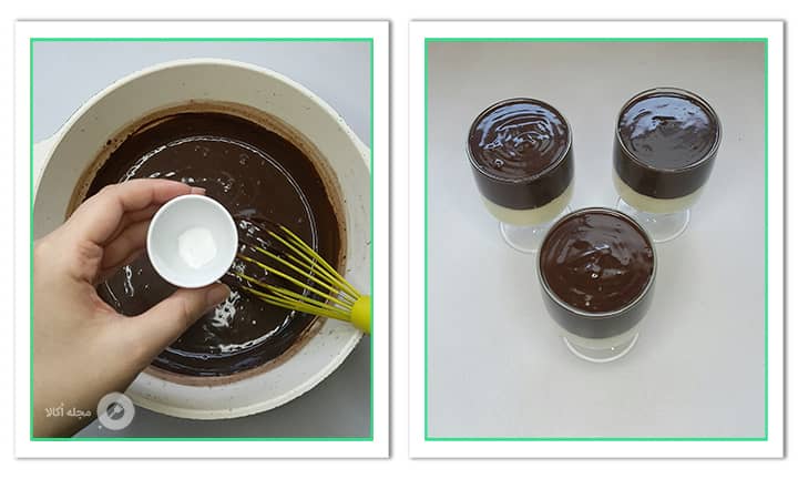 اضافه کردن وانیل به لایه شکلاتی در دسر سوپانگل