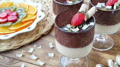 طرز تهیه کرم سوپانگل دو رنگ ترکیه ای با لایه سفید و شکلاتی