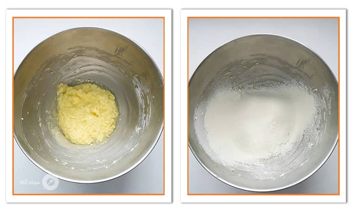 اضافه کردن آرد به مواد شیرینی رومیاس