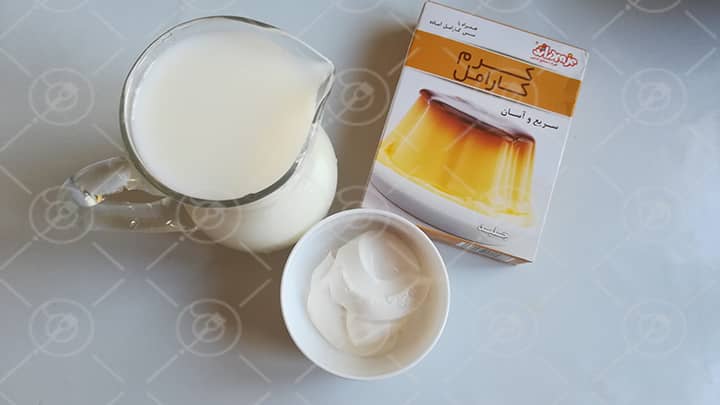 مواد لازم برای تهیه لایه کارامل فلن کیک