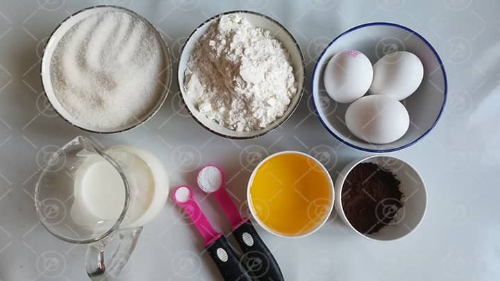 مواد لازم برای تهیه کیک شکلاتی فلن کیک