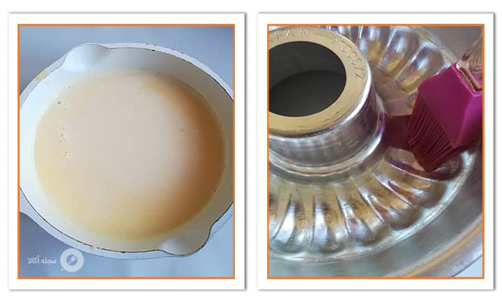 چرب کردن قالب فلن کیک با روغن