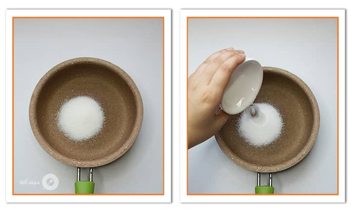 ترکیب شکر و آب برای روی اسلایس بادام قالبی