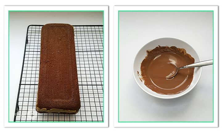 شکلات بن ماری شده را روی کیک شکلاتی بریزید