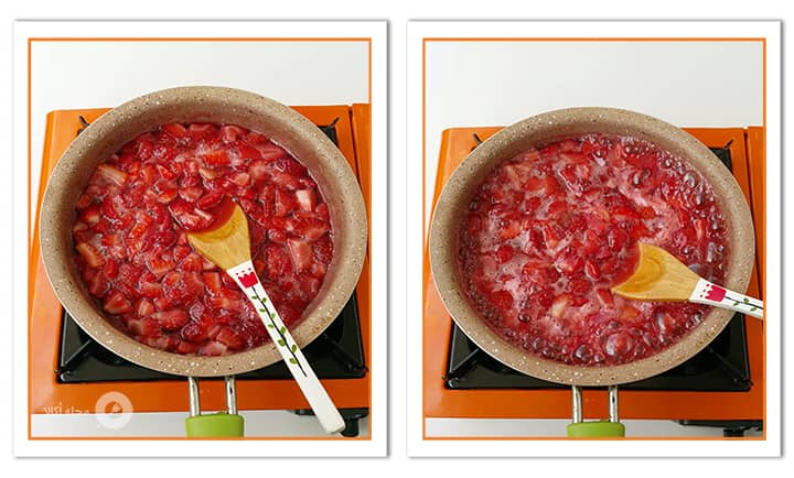 درست کردن سس توت فرنگی در کیک آلمانی توت فرنگی