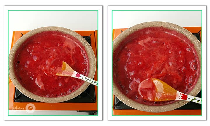 درست کردن سس توت فرنگی در کیک آلمانی توت فرنگی