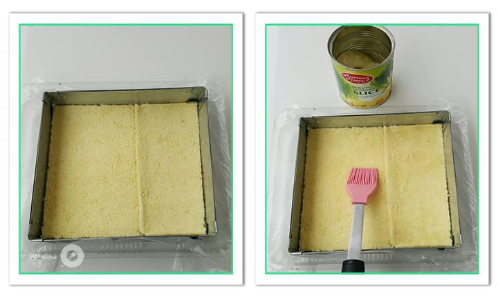 آب کمپوت روی خمیر رولت تر برشی آناناسی بریزید