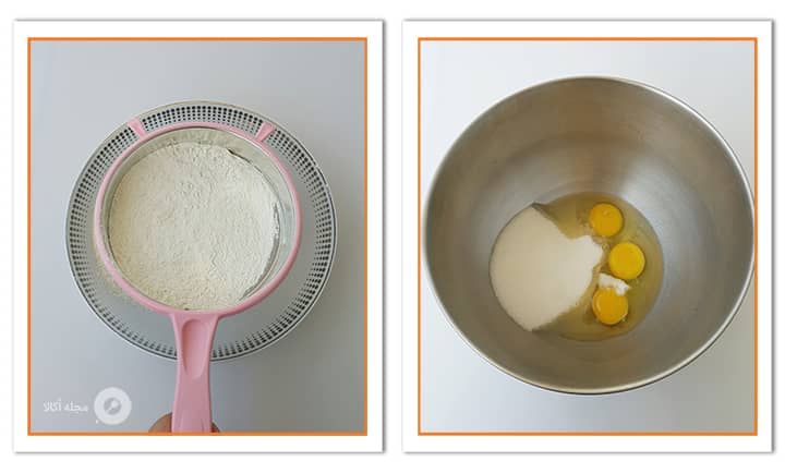 تخم مرغ و شکر و وانیل را با هم ترکیب کنید در کاپ کیک شکلات و توت فرنگی
