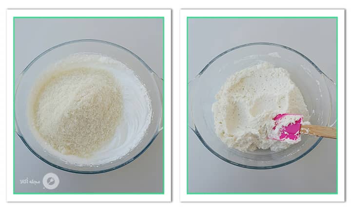 لایه نارگیلی کیک مکرون