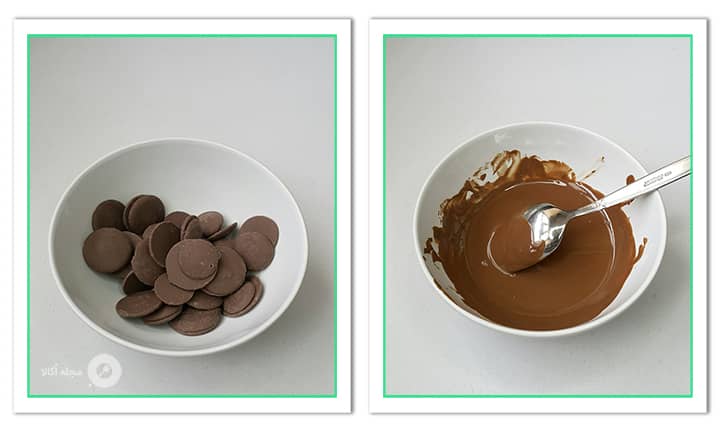 شکلات را برای تزیین سابله قهوه و بادام زمینی بن ماری کنید