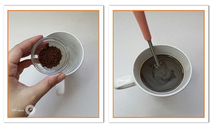 قهوه فوری را اضافه کنید برای کیک کرمدار شکلاتی