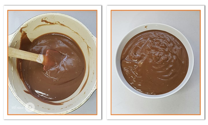 پودینگ شکلاتی را داخل ظرفی بریزید