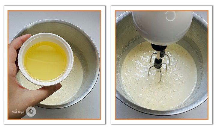 روغن مایع را به مواد تارت کیک کاراملی اضافه کنید